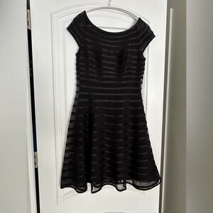 Betsy & Adam Black Striped Mini Dress
